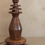 Vintage Hand-turned Geometric Wooden Lamp