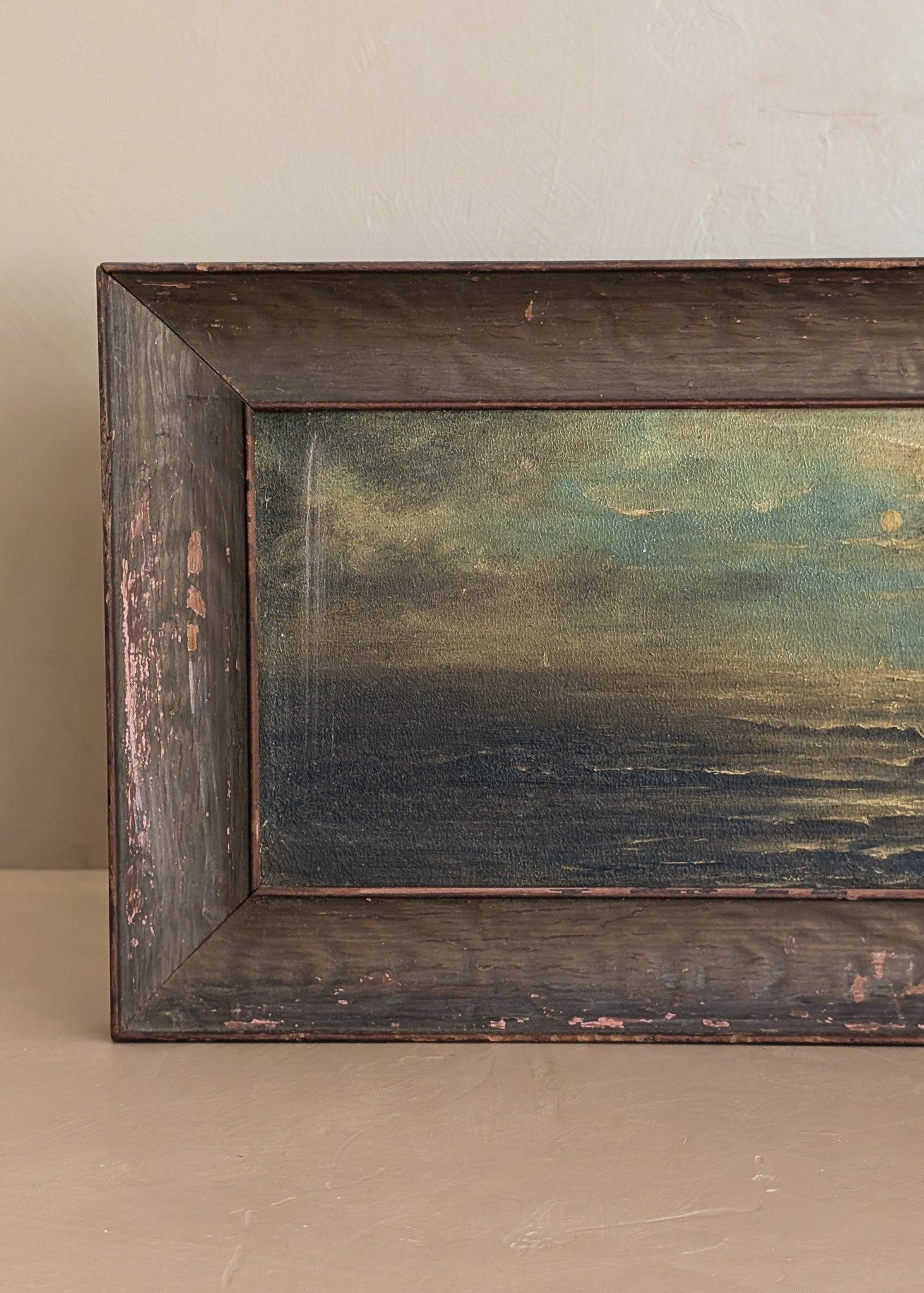 Original Antique Framed Moody Seascape Painting #2