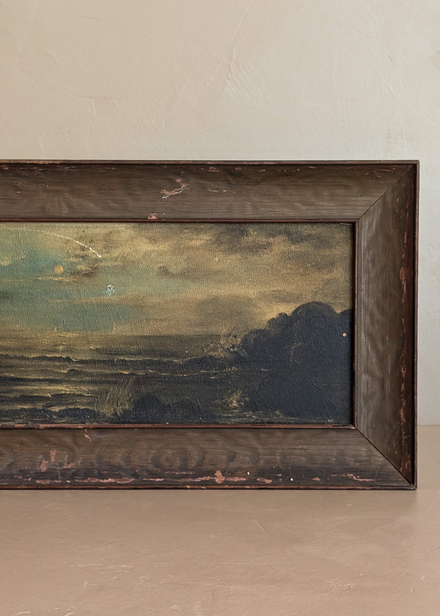 Original Antique Framed Moody Seascape Painting #2