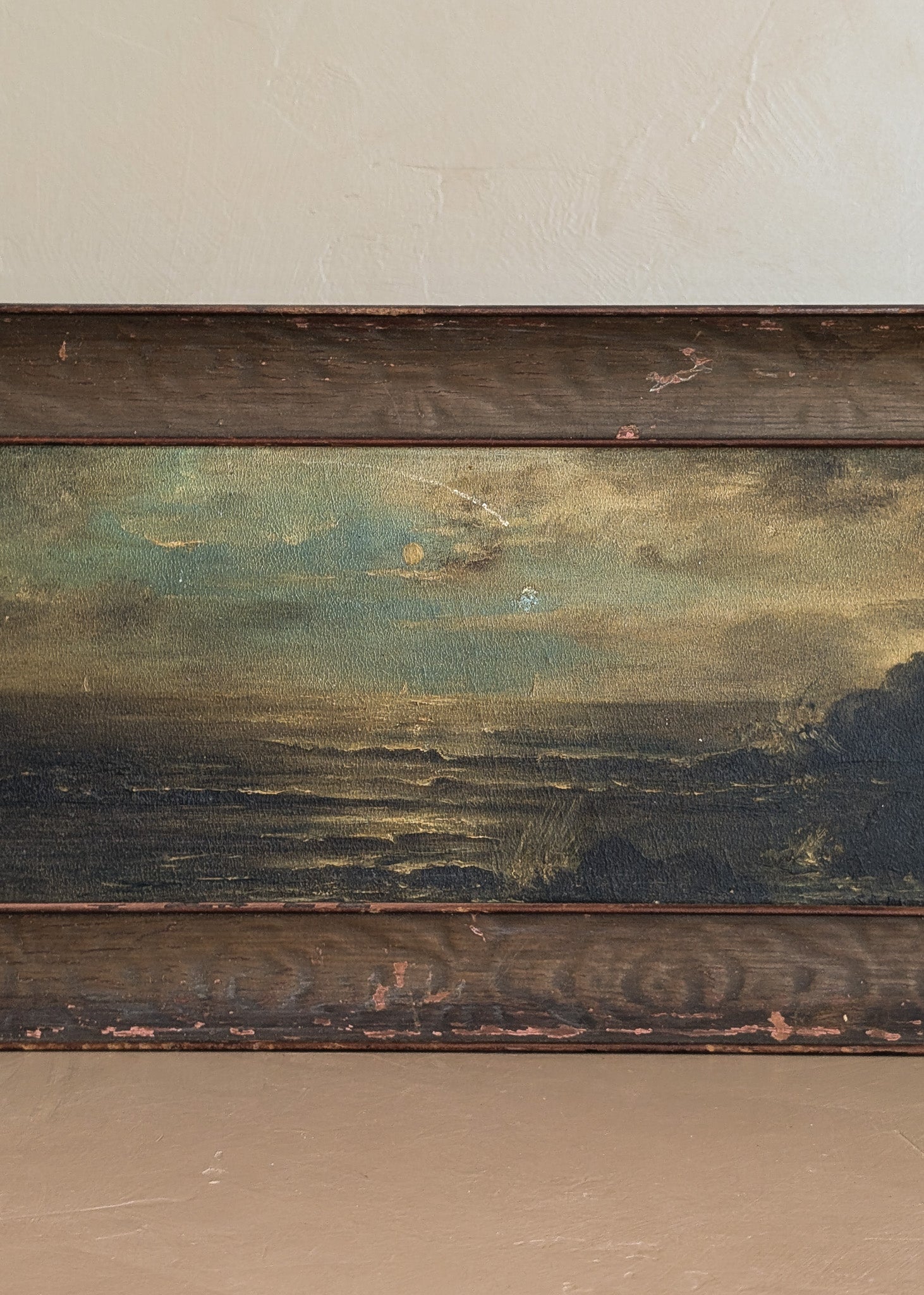 Original Antique Framed Moody Seascape Painting #2