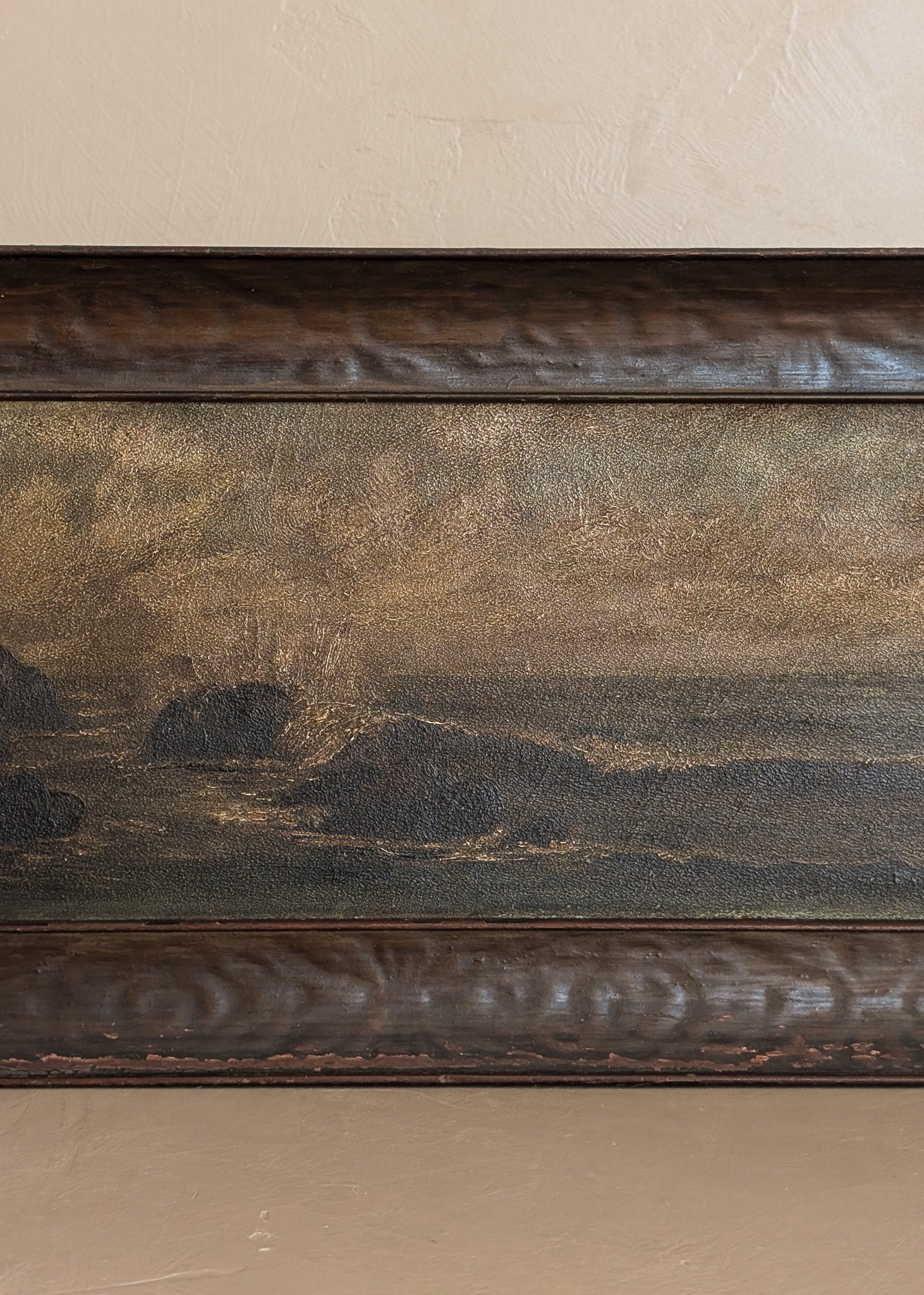 Original Antique Framed Moody Seascape Painting #1