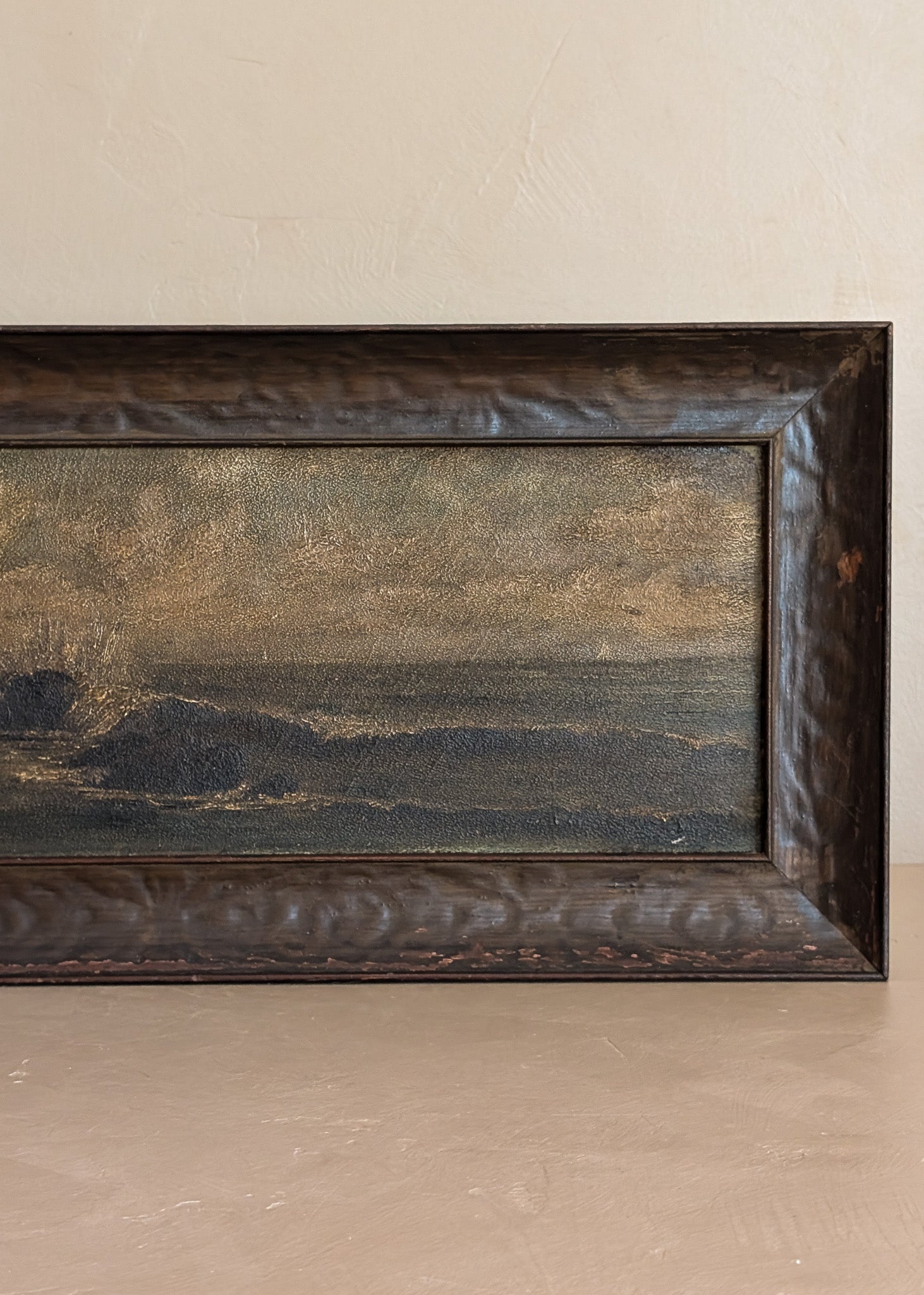 Original Antique Framed Moody Seascape Painting #1