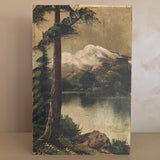 Moody Antique Landscape Painting on Board