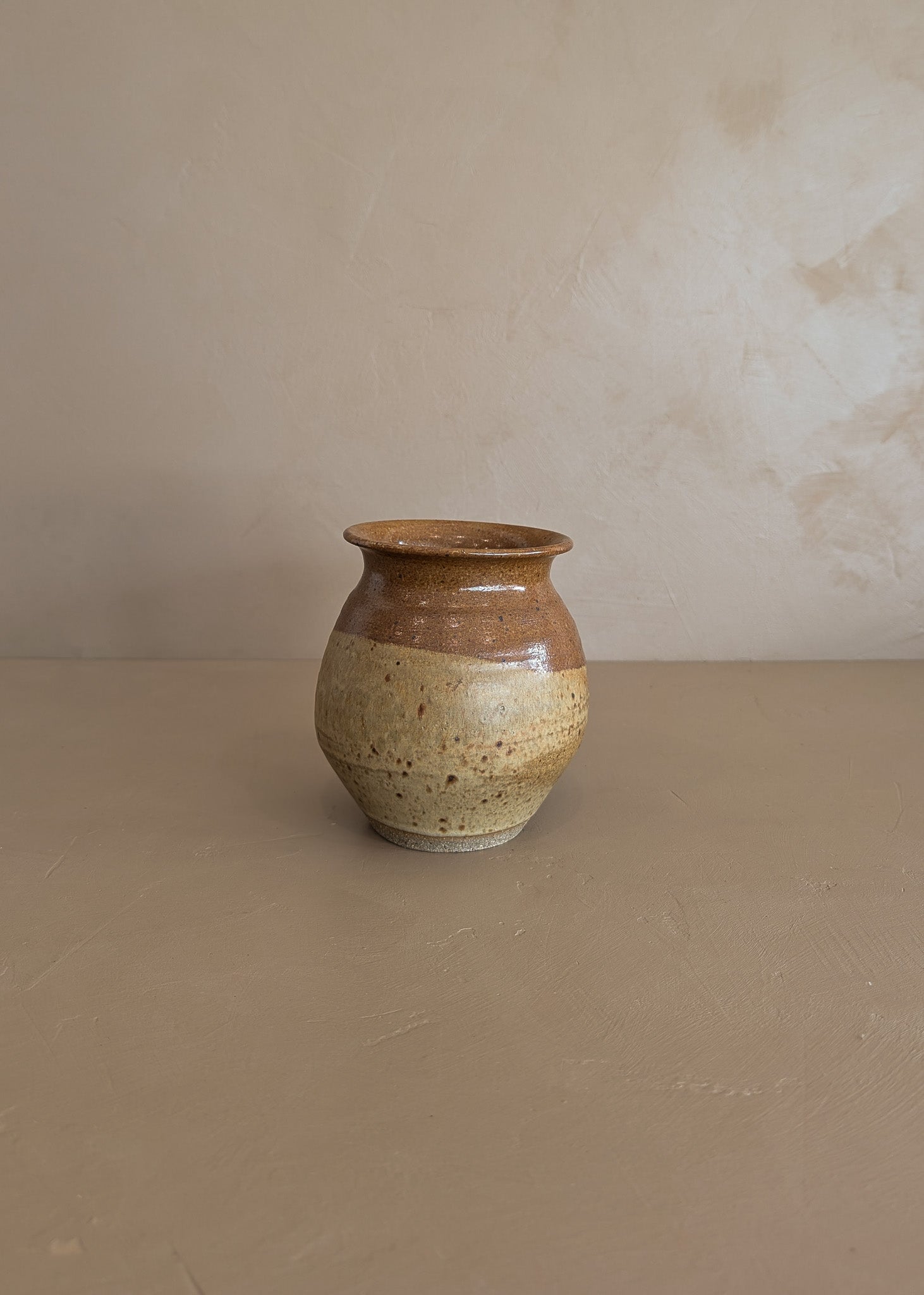 Stamped Neutral Speckled Studio Pottery Vase