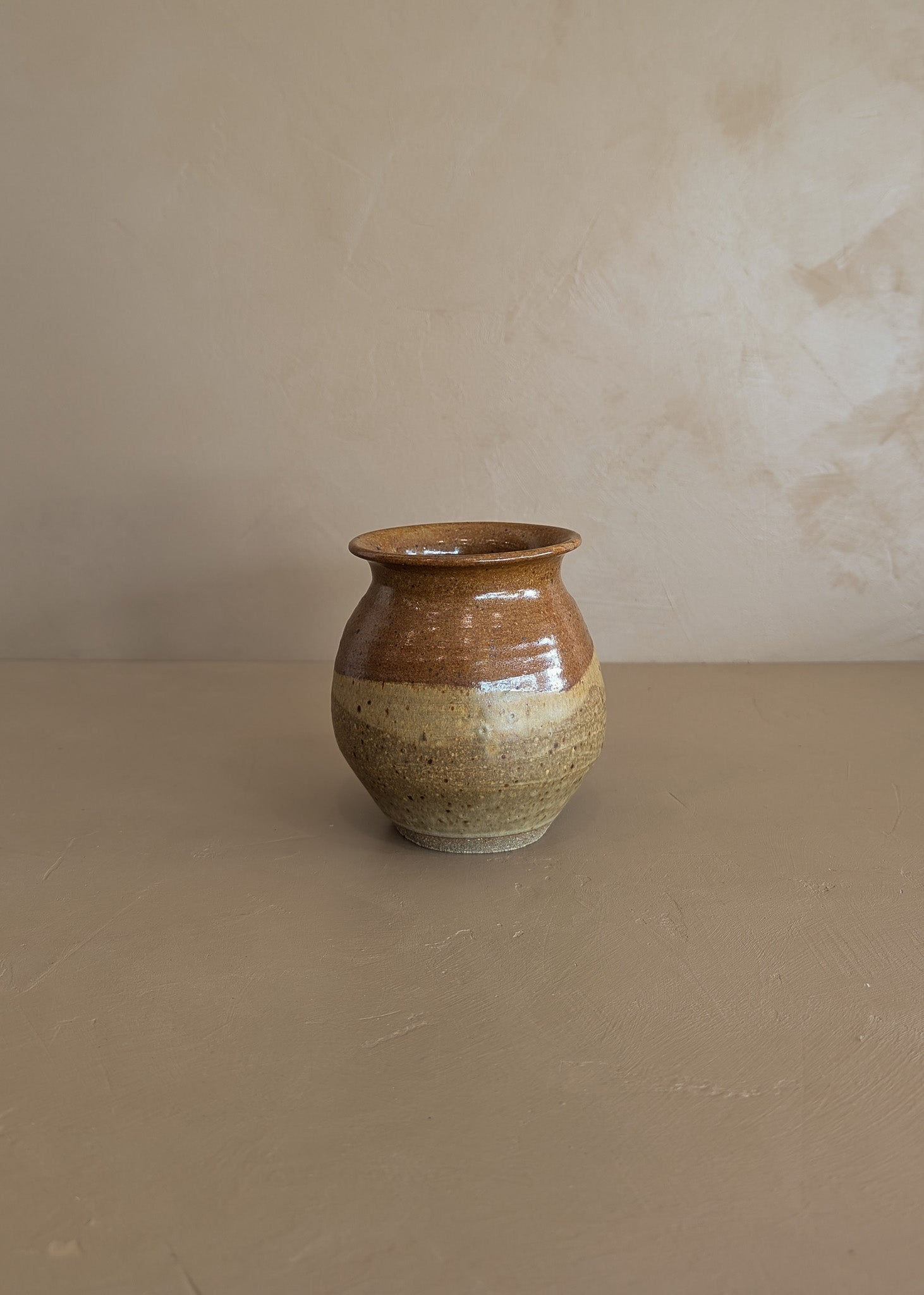 Stamped Neutral Speckled Studio Pottery Vase