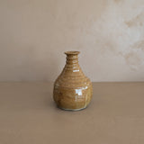 Stamped Neutral Glazed and Ribbed Studio Pottery Vase