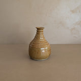 Stamped Neutral Glazed and Ribbed Studio Pottery Vase