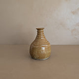 Stamped Neutral Glazed and Ribbed Studio Pottery Vase