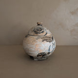 Unique Raku-Fired Signed Studio Pottery Lidded Vessel