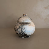 Unique Raku-Fired Signed Studio Pottery Lidded Vessel