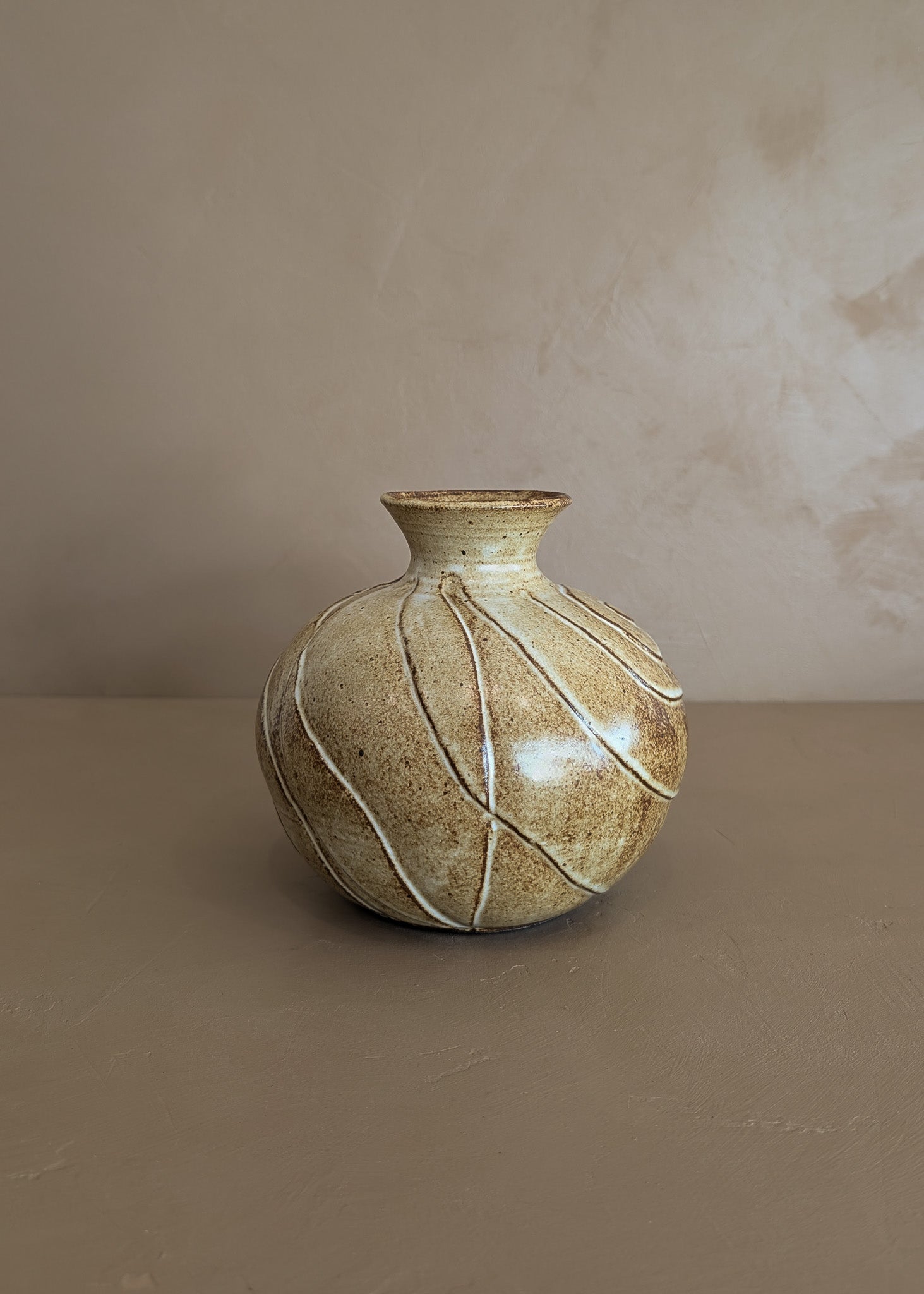 Unique Signed Studio Pottery Neutral Vase