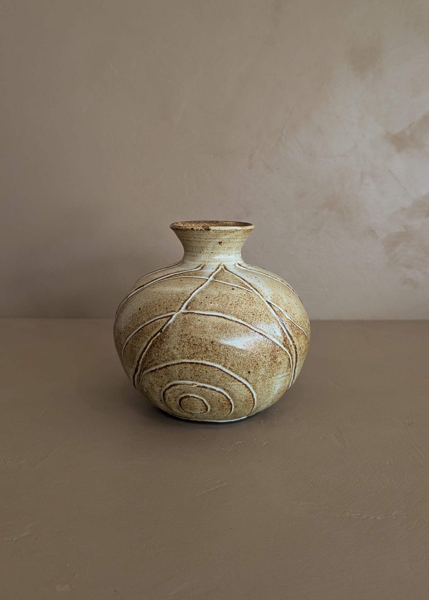 Unique Signed Studio Pottery Neutral Vase