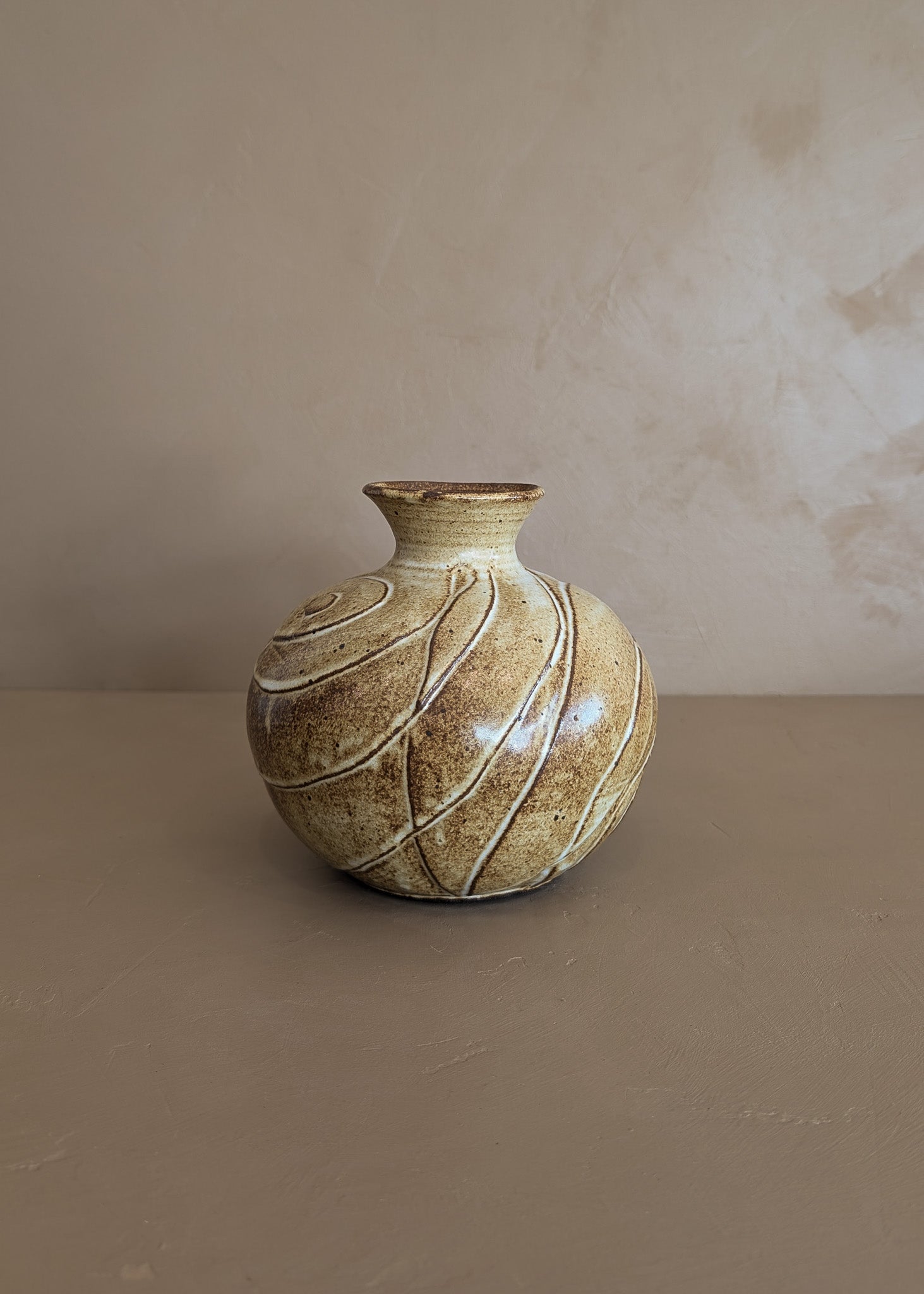 Unique Signed Studio Pottery Neutral Vase