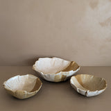 Set of 3 Vintage Signed Ruffled Studio Pottery Serving Bowls