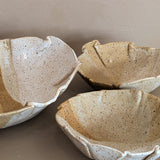 Set of 3 Vintage Signed Ruffled Studio Pottery Serving Bowls