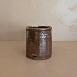 Antique Stoneware Crock with Brown Glaze