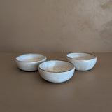 Set of 3 Neutral Glazed Studio Pottery Small Snack Bowls