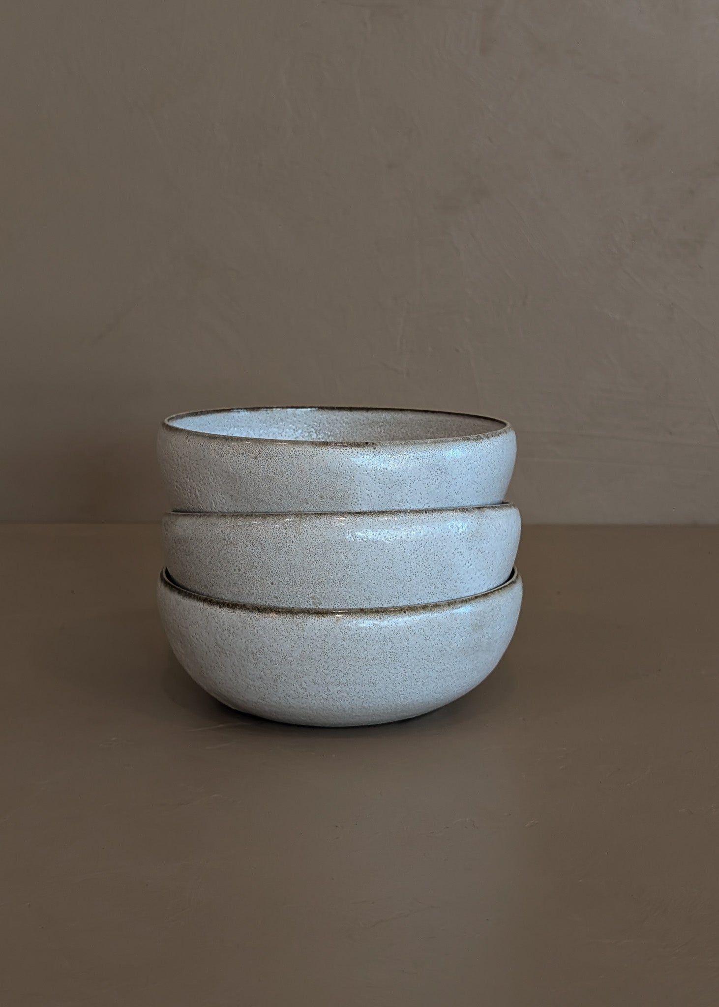 Set of 3 Neutral Glazed Studio Pottery Small Snack Bowls