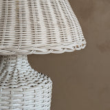 Pair of Vintage White Wicker Table Lamps with Matching Wicker Lampshades