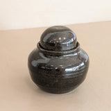 Dark Brown Studio Pottery Small Lidded Vessel with Chunky Lid