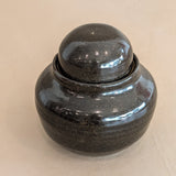 Dark Brown Studio Pottery Small Lidded Vessel with Chunky Lid