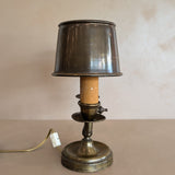 Vintage Bouillotte-Style Brass Lamp with Original Brass Lampshades