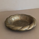 Large Vintage Brass Catchall Dish with Thick Braided Edge Detailing