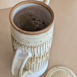 Signed 1982 Vintage Neutral Studio Pottery Lidded Coffee or Hot Chocolate Pot