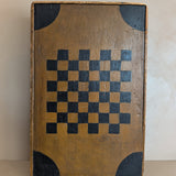 Large Early 1800s Antique Primitive Folk Art Hand-Painted Double-Sided Wooden Checker or Chessboard