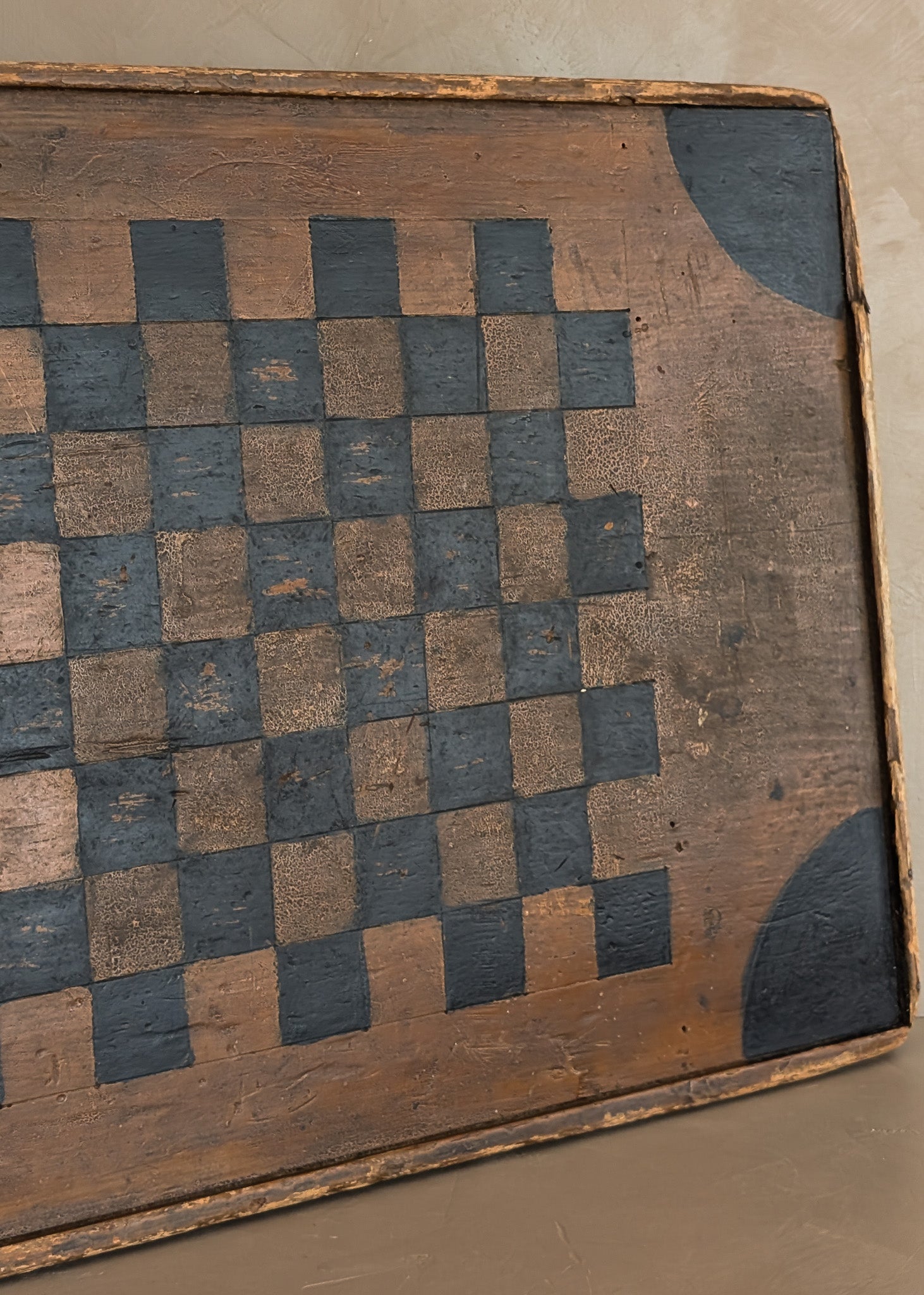 Large Early 1800s Antique Primitive Folk Art Hand-Painted Double-Sided Wooden Checker or Chessboard