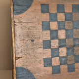 Large Early 1800s Antique Primitive Folk Art Hand-Painted Double-Sided Wooden Checker or Chessboard