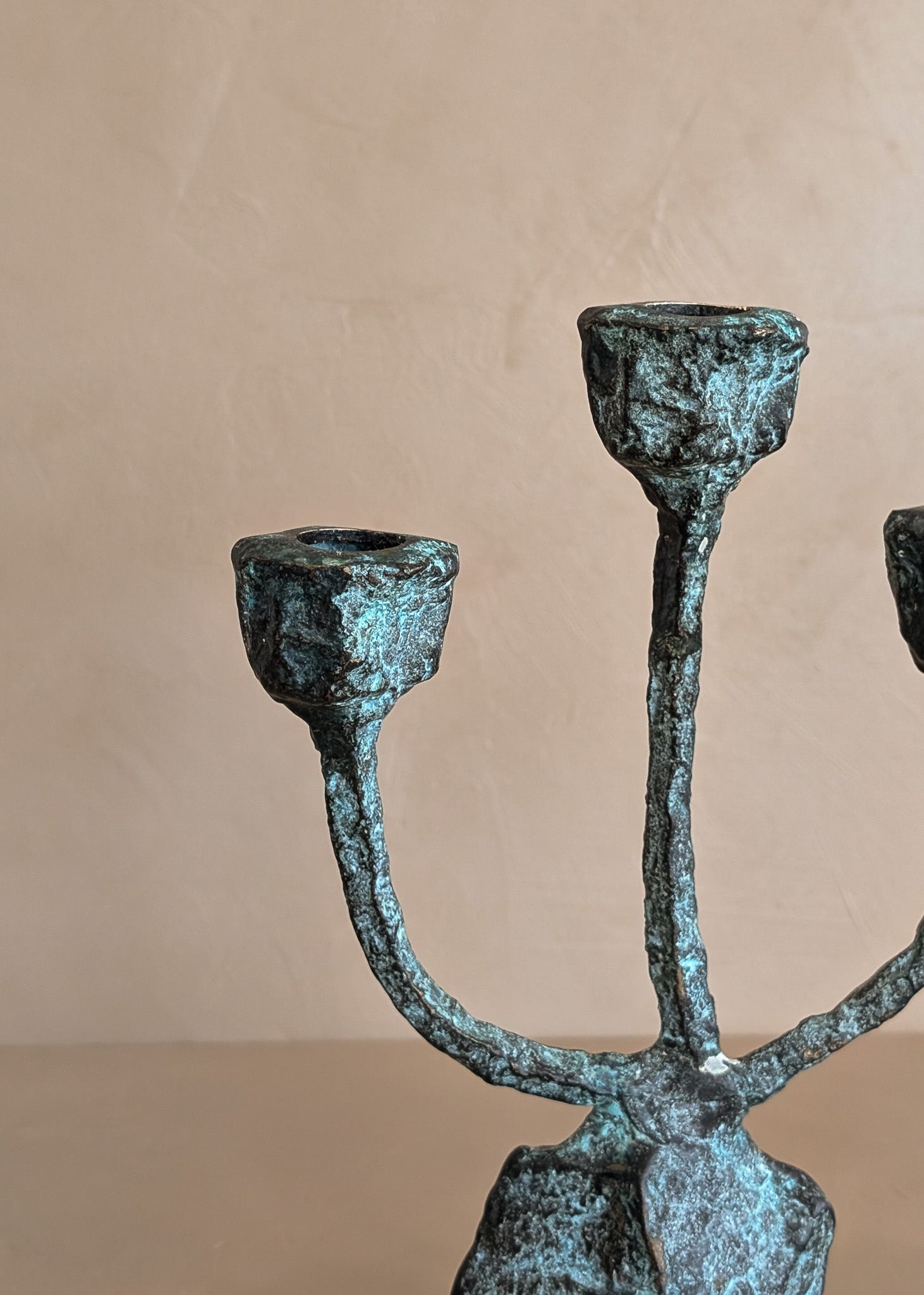 Vintage Brutalist Bronze Paul Evans-Style Candelabra