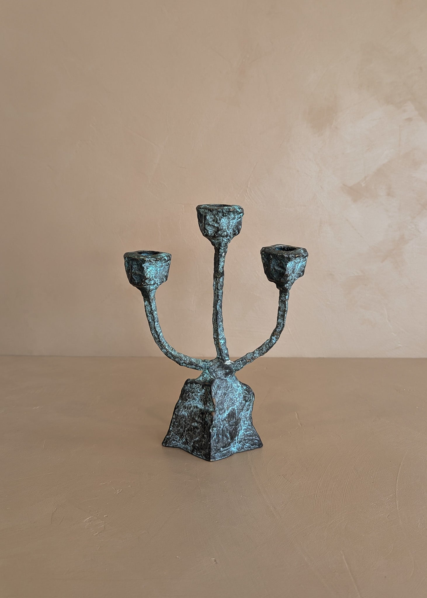 Vintage Brutalist Bronze Paul Evans-Style Candelabra