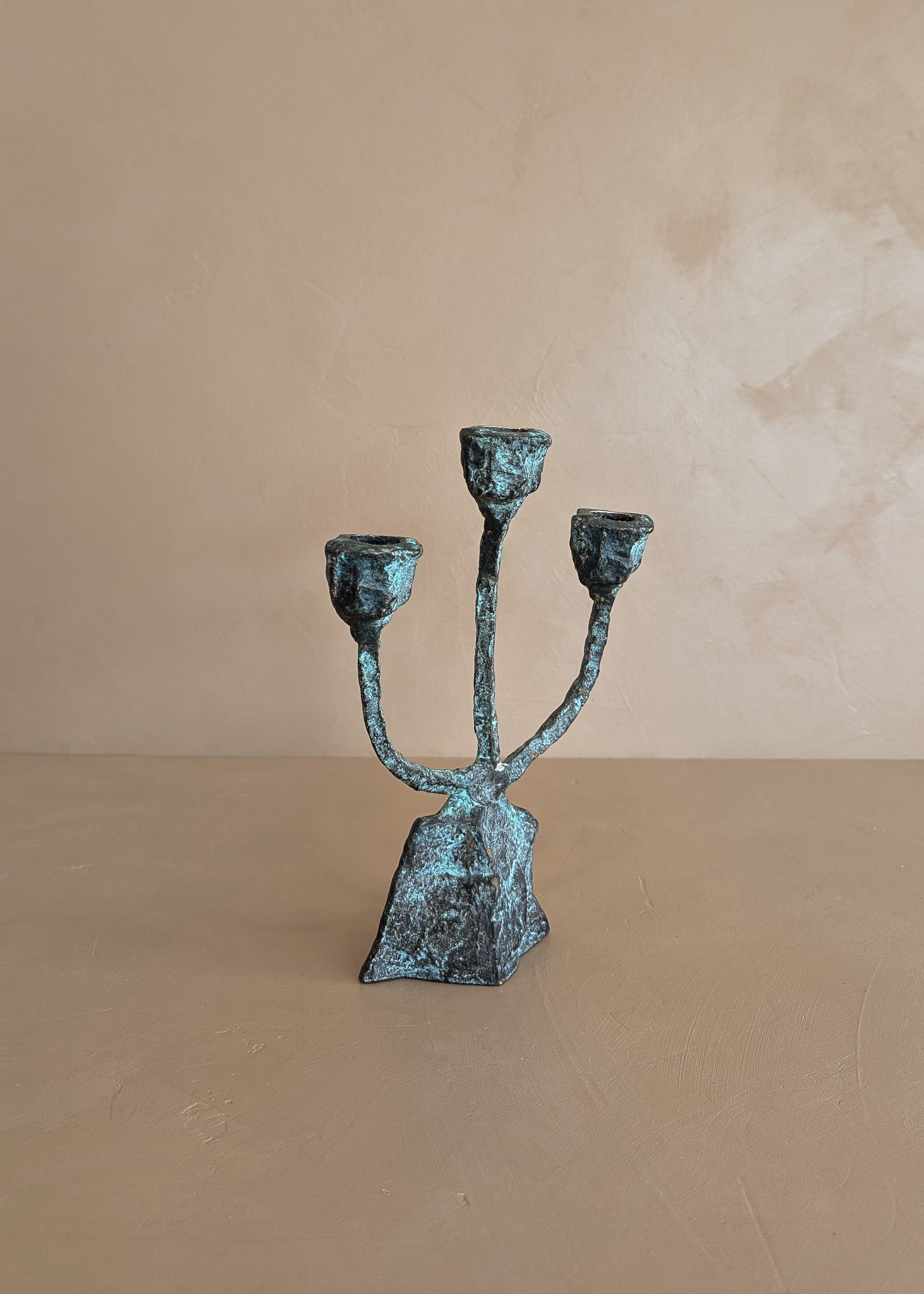 Vintage Brutalist Bronze Paul Evans-Style Candelabra