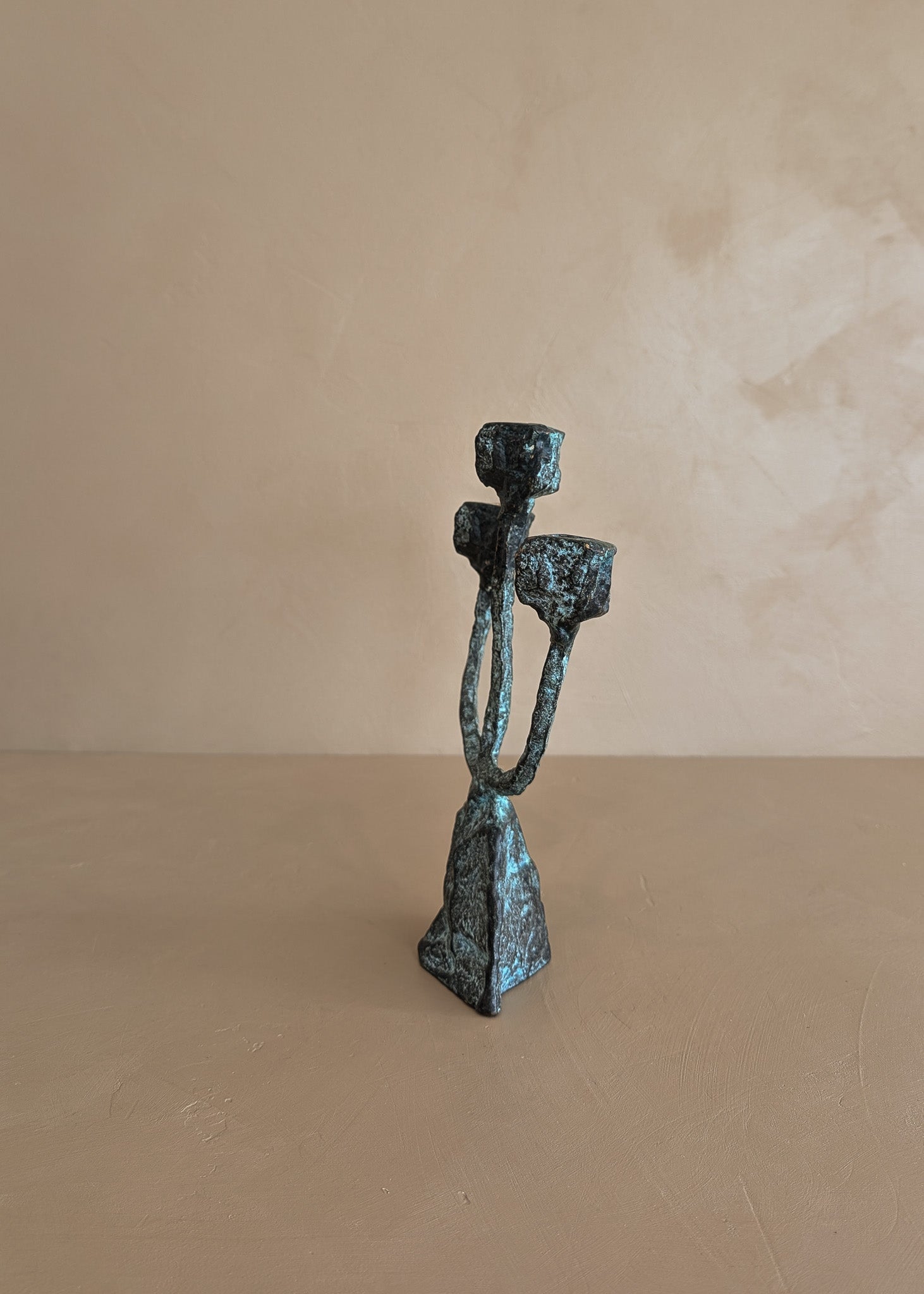 Vintage Brutalist Bronze Paul Evans-Style Candelabra