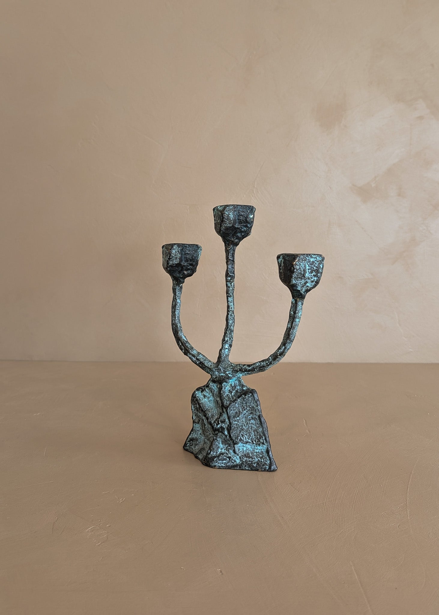 Vintage Brutalist Bronze Paul Evans-Style Candelabra