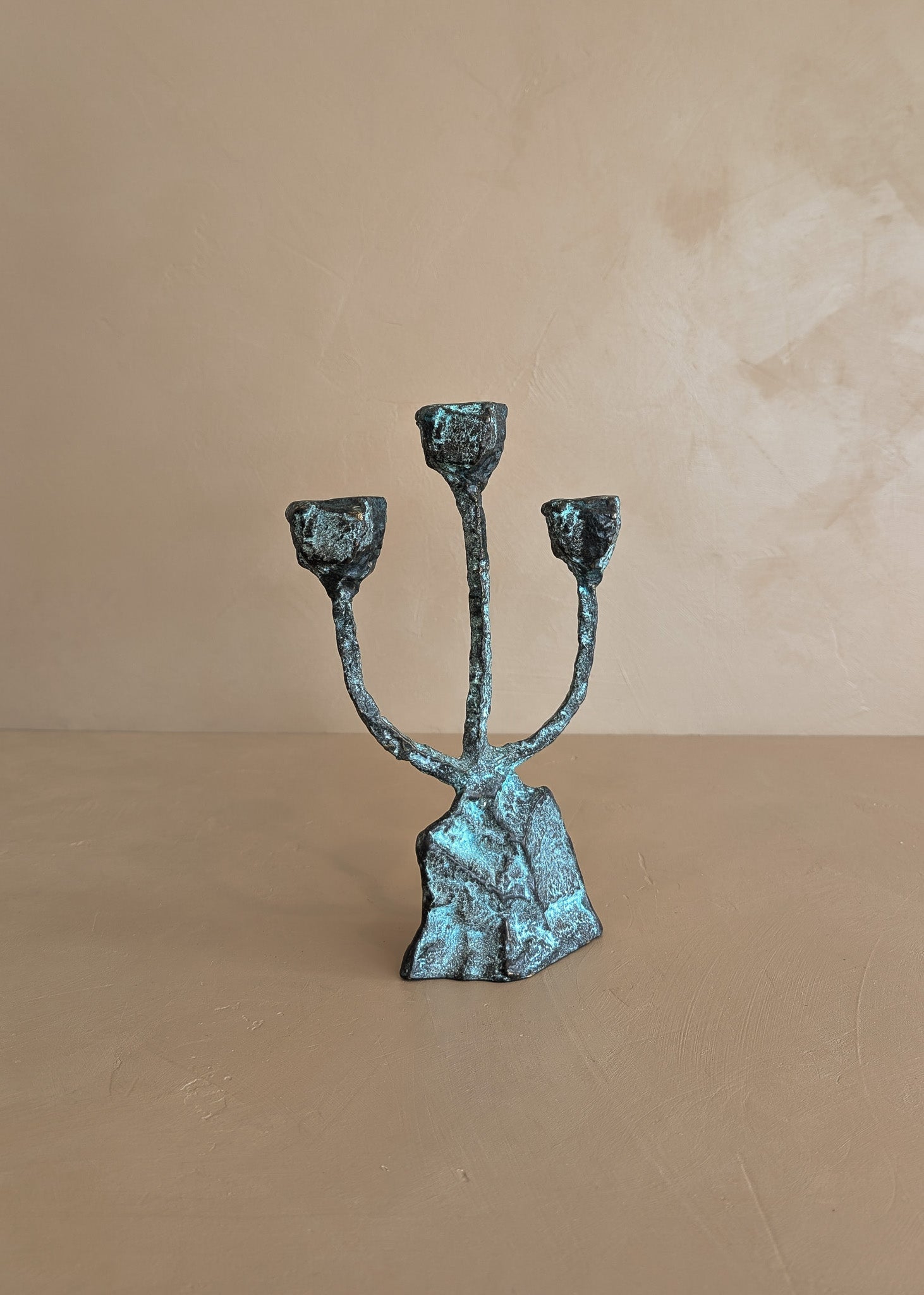 Vintage Brutalist Bronze Paul Evans-Style Candelabra