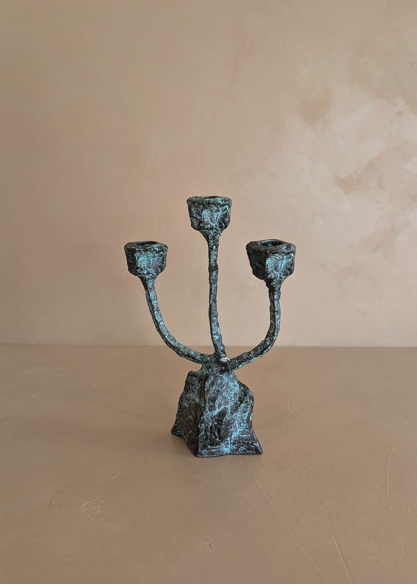 Vintage Brutalist Bronze Paul Evans-Style Candelabra