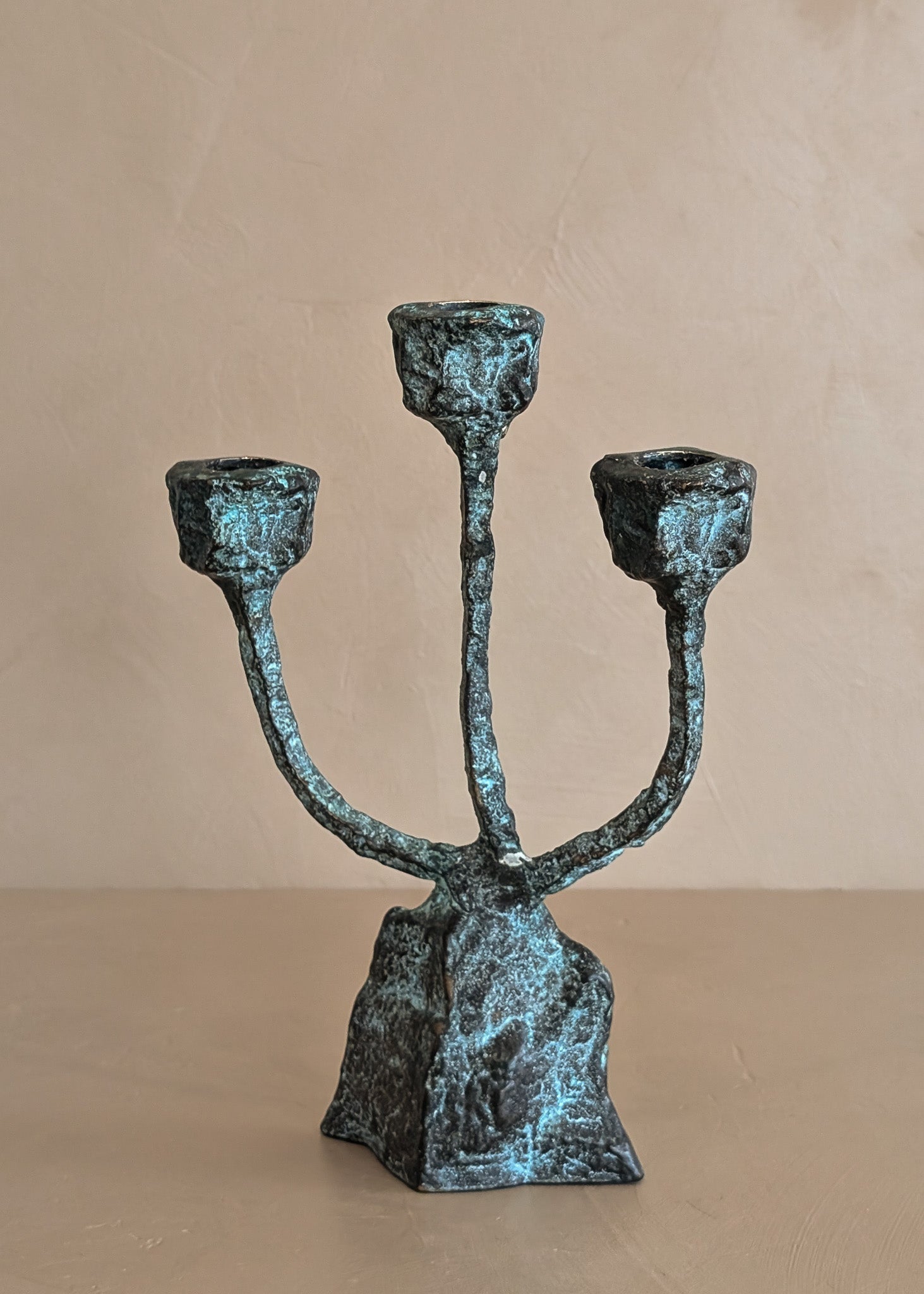 Vintage Brutalist Bronze Paul Evans-Style Candelabra