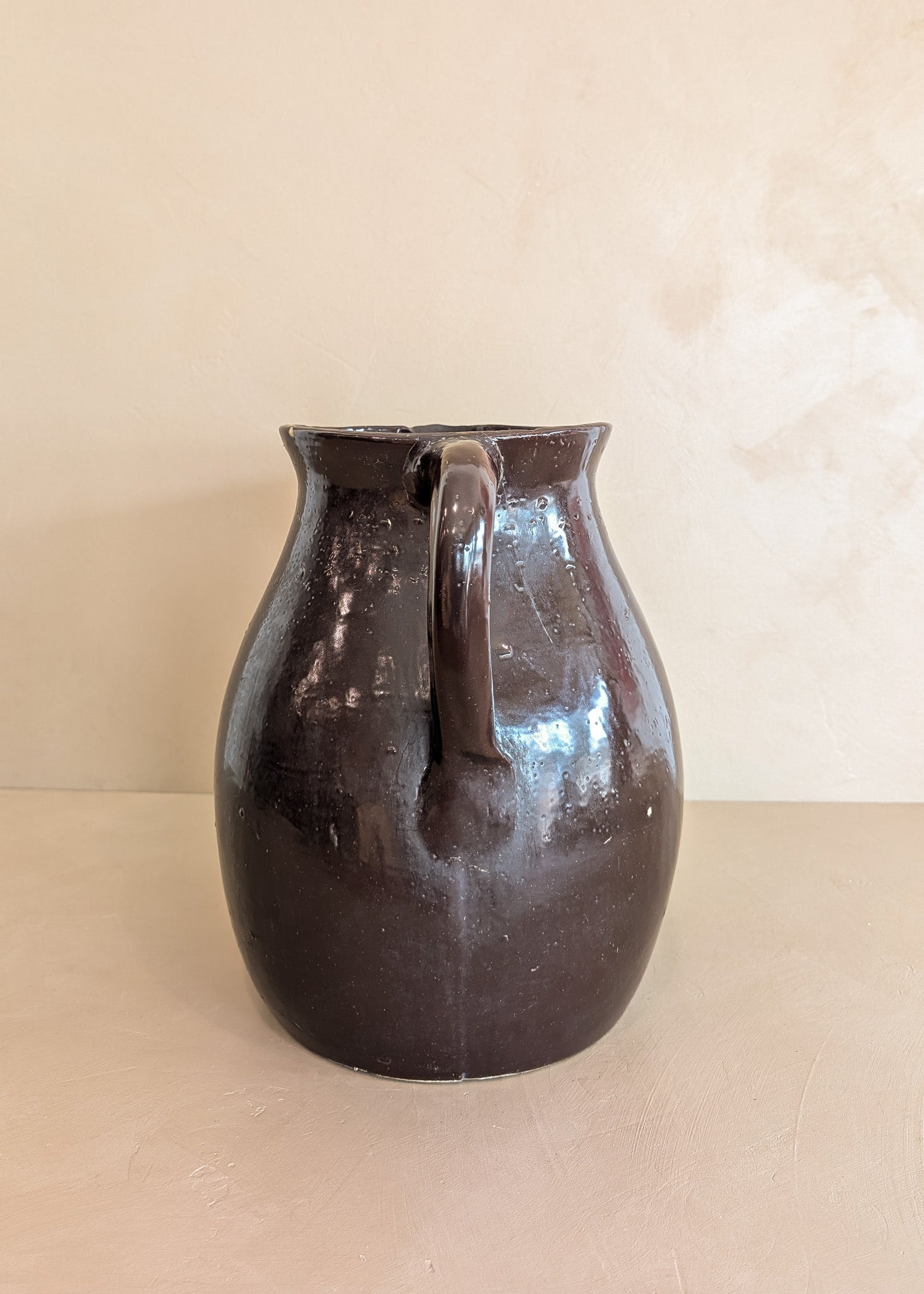 Extra Large Dark Brown Primitive Pitcher/Vase