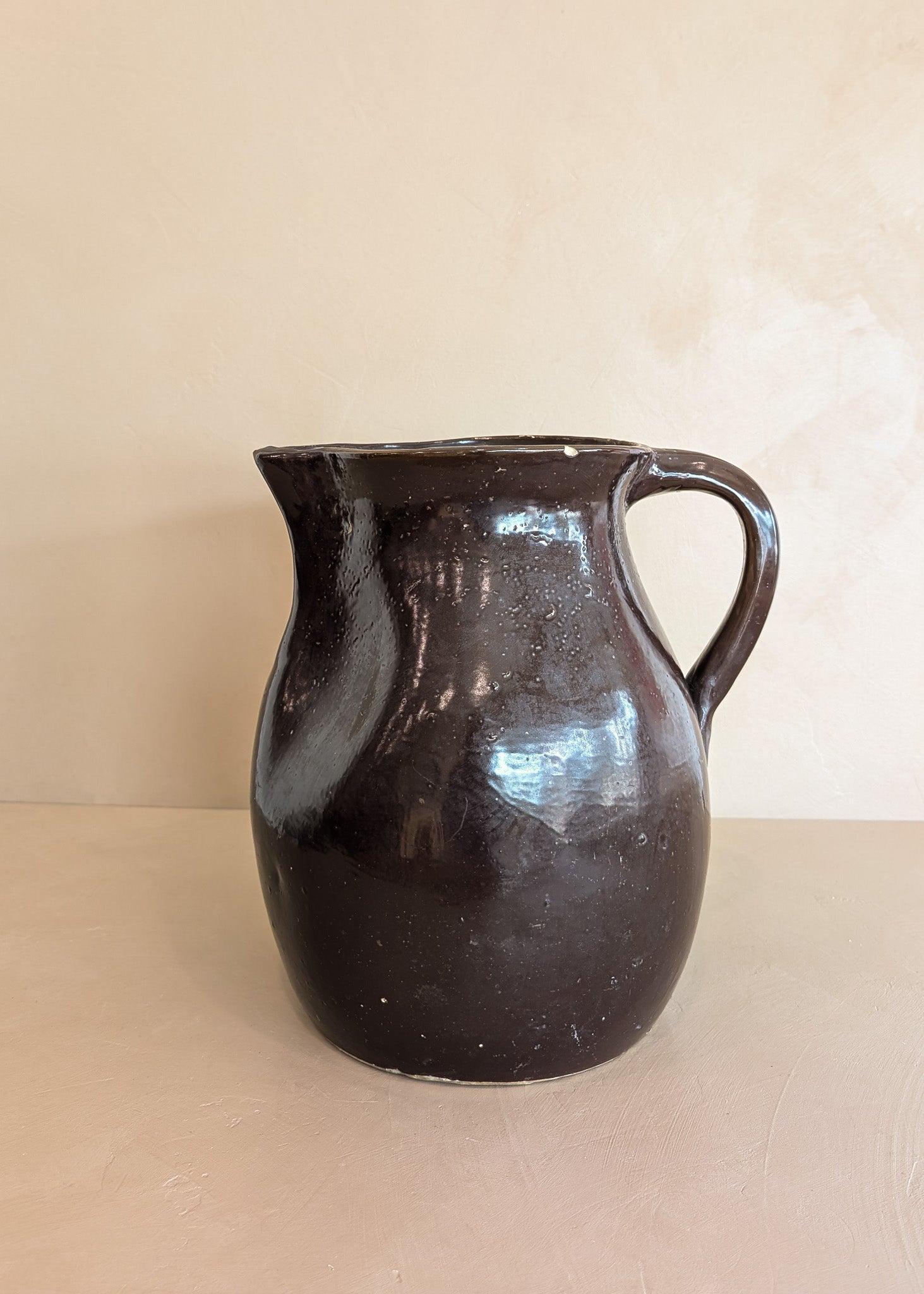 Extra Large Dark Brown Primitive Pitcher/Vase