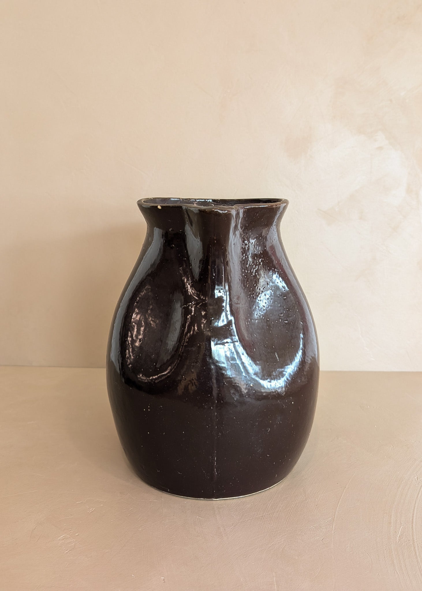 Extra Large Dark Brown Primitive Pitcher/Vase