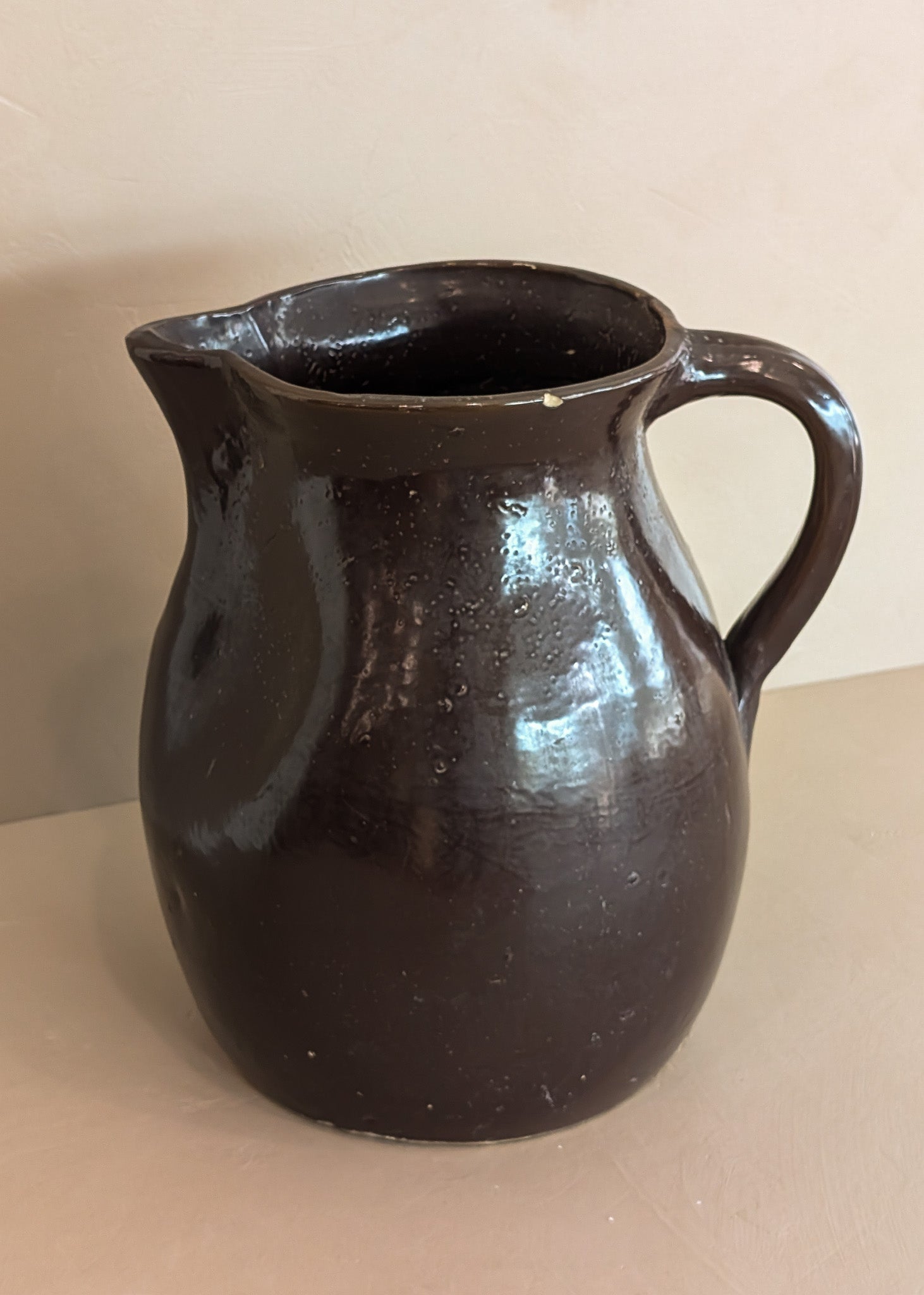 Extra Large Dark Brown Primitive Pitcher/Vase