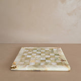 Green and White Onyx Stone Chessboard