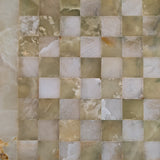 Green and White Onyx Stone Chessboard