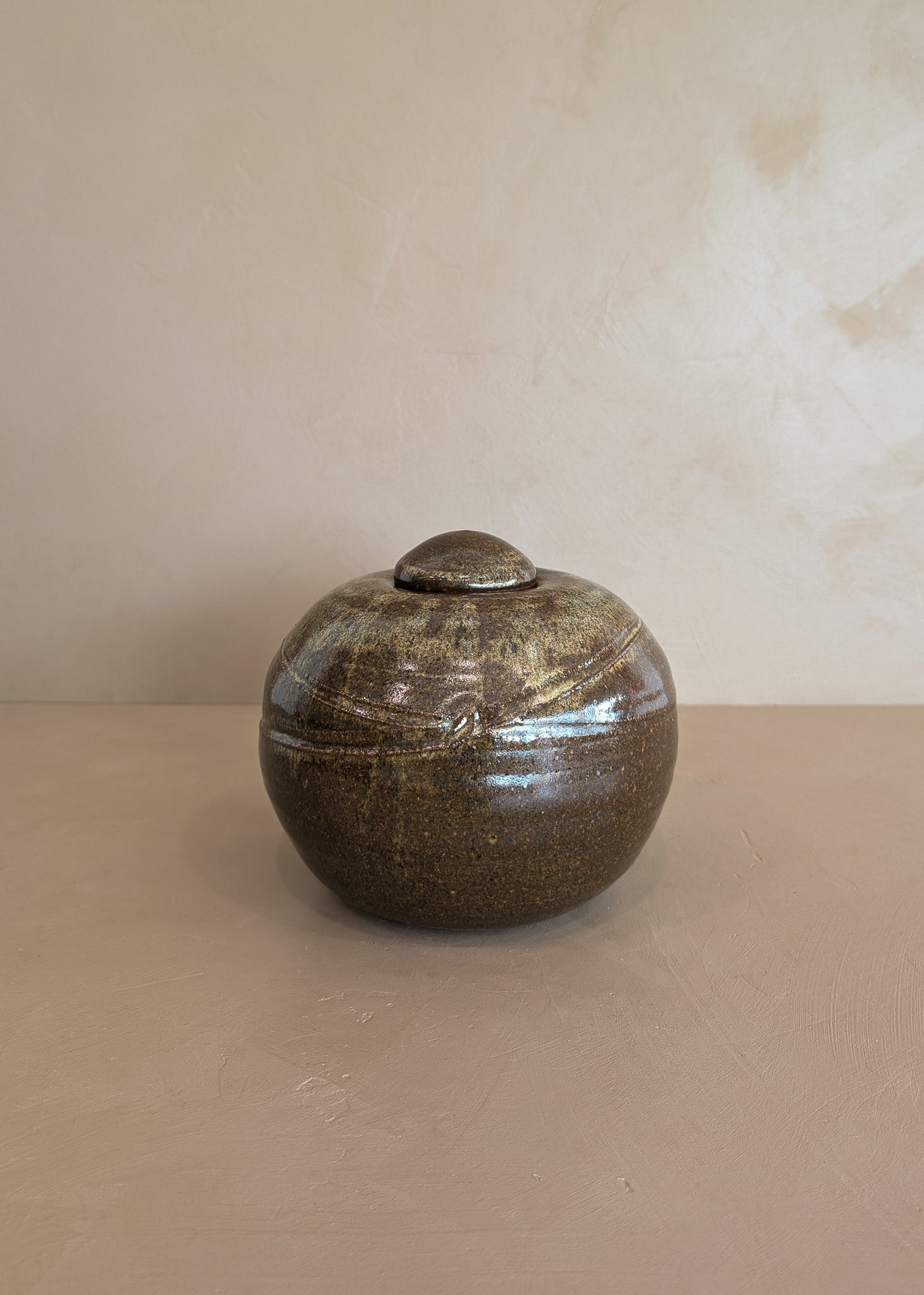 Dark Brown Chunky Lidded Studio Pottery Vessel