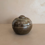 Dark Brown Chunky Lidded Studio Pottery Vessel