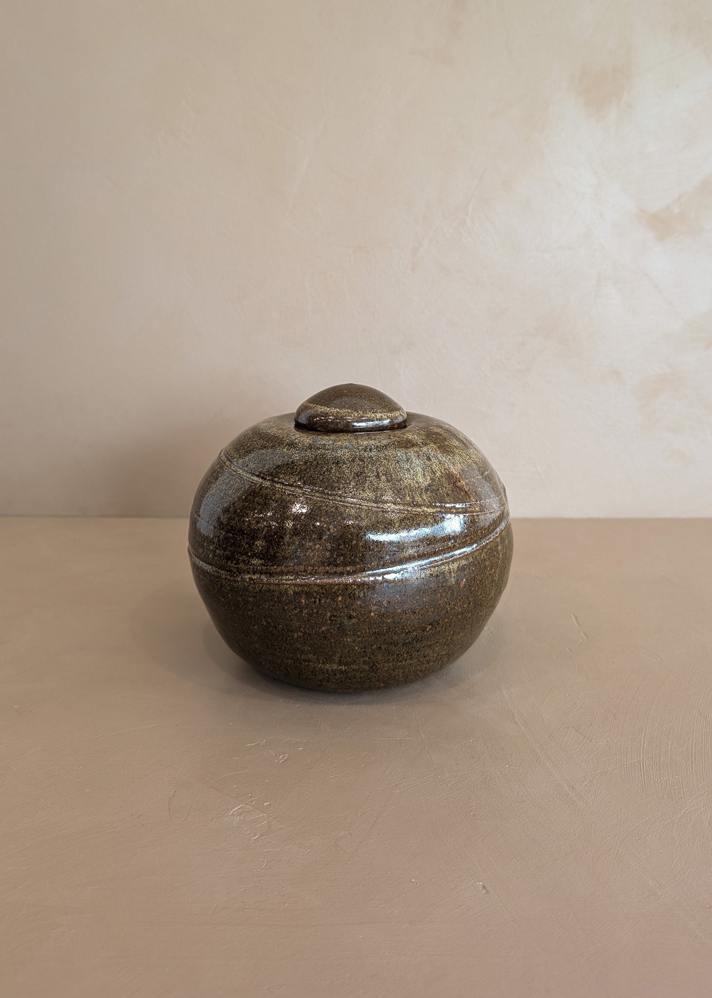 Dark Brown Chunky Lidded Studio Pottery Vessel