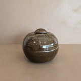 Dark Brown Chunky Lidded Studio Pottery Vessel