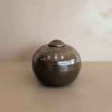 Dark Brown Chunky Lidded Studio Pottery Vessel